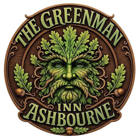 The Greenman Inn, Ashbourne: foliate Green Man crest